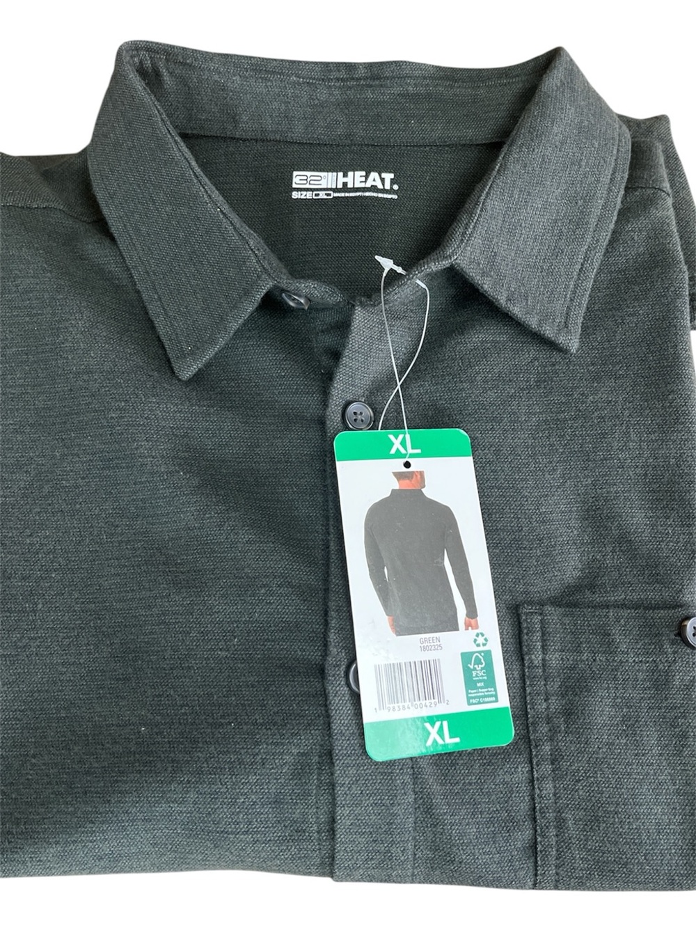 32 Degrees Heat Men’s Cozy Stretch Knit Button Down Shirt XL NWT